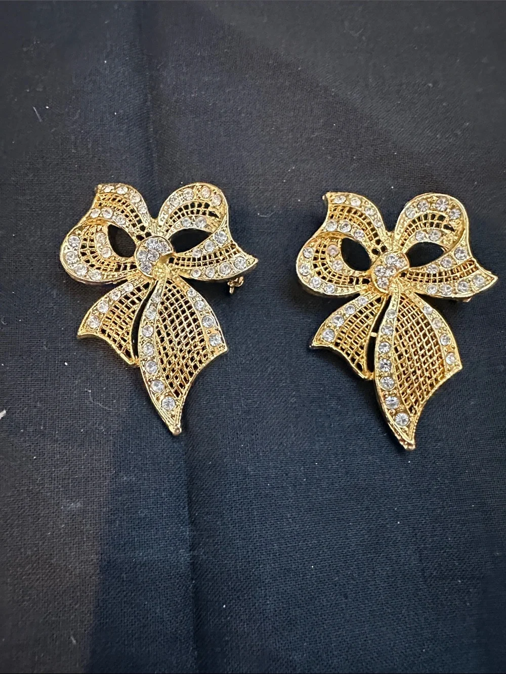 Gold Crystal Bow Brooch - Women Jewelry Accent